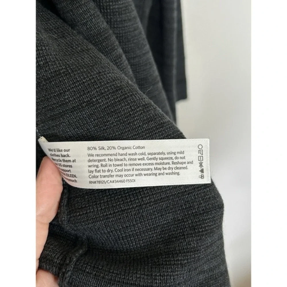 Eileen‎ Fisher draped Open Front Cardigan S Black Textured Minimalist silk blend